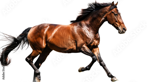 Brown Horse Running Isolated On White Background