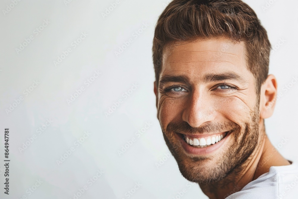 A man with a full beard smiles directly at the camera, conveying confidence and warmth A man with a full beard smiles directly at the camera, conveying confidence and warmth