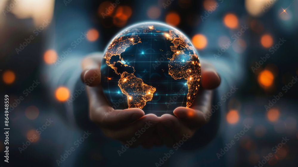 Fototapeta premium illustration around the world covered by internet network