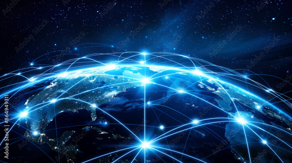 Fototapeta premium illustration around the world covered by internet network