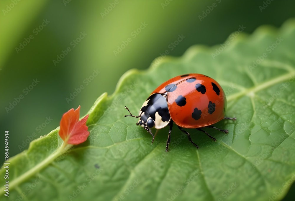 A ladybug sitting on a leaf. Macro photography A ladybug sitting on a leaf. Macro photography