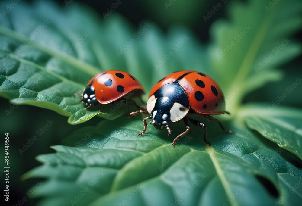 A ladybug sitting on a leaf. Macro photography A ladybug sitting on a leaf. Macro photography
