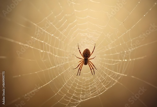 A large spider sitting on a spider web close up. Macro photography