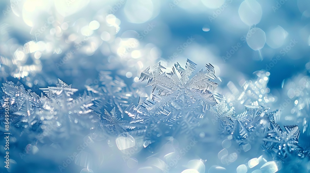 A closeup of an icy texture with intricate patterns and frosty details The background features a cool A closeup of an icy texture with intricate patterns and frosty details The background features a cool