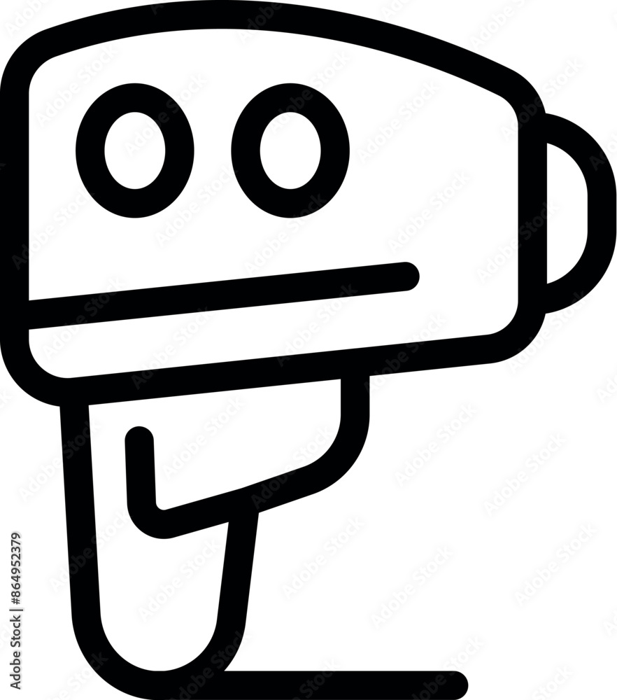 Simple black and white icon of a barcode scanner standing on a surface Simple black and white icon of a barcode scanner standing on a surface