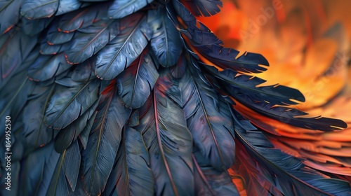 A detailed view of a bird's feathers, perfect for wildlife or nature photography photo