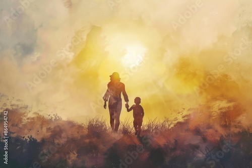 A family moment captured on a hillside, suitable for use in personal or professional contexts
