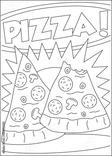 cheer fun pizza coloring book page