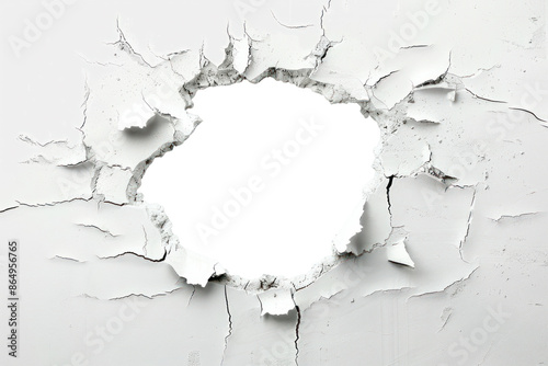 Obraz na płótnie hole breaking through white wall, transparent background, cut out, clipping path, PNG w salonie