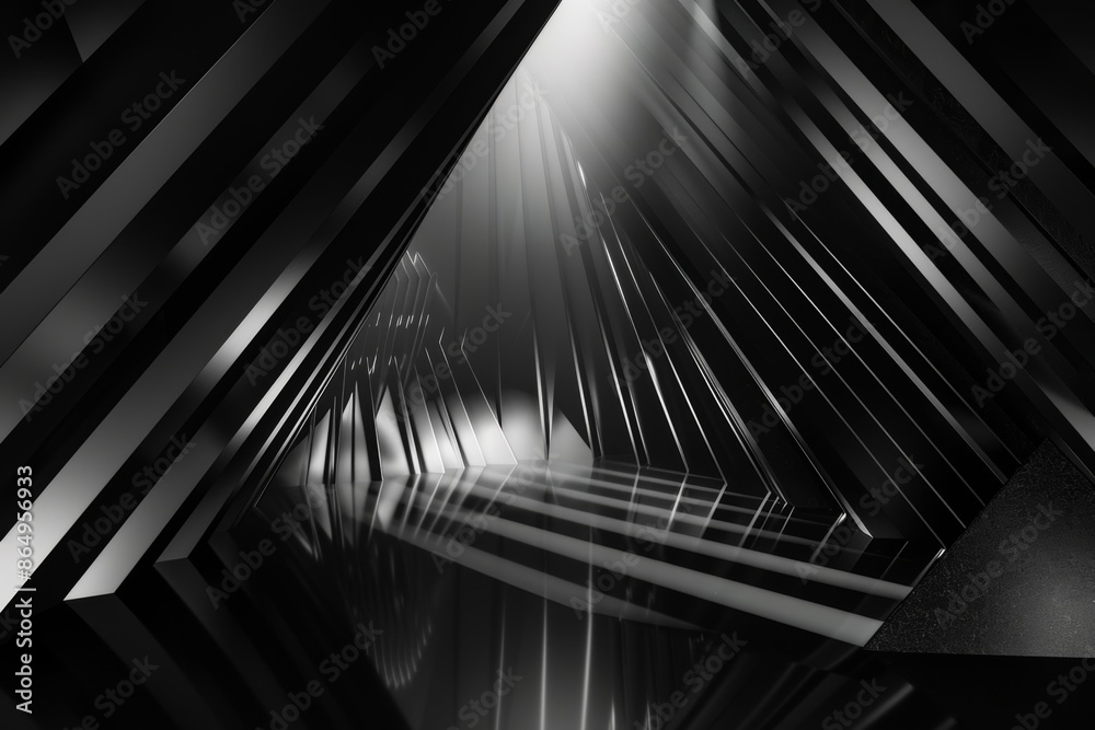 Fototapeta premium Abstract geometric light beams in monochrome