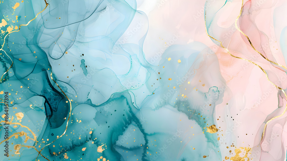 abstract pastel cyan mint liquid marble golden lines background,green liquid watercolor background,generative ai abstract pastel cyan mint liquid marble golden lines background,green liquid watercolor background,generative ai