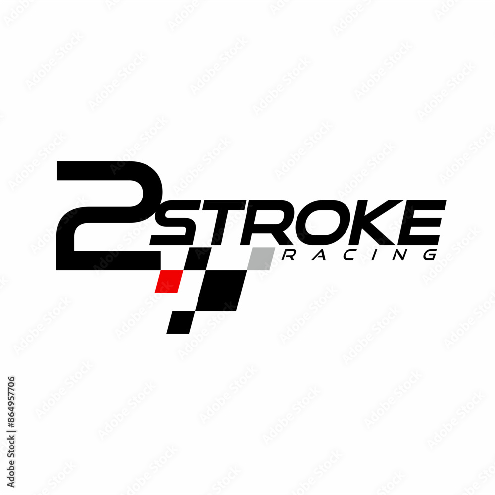 2 stroke racing word design with checkered flag illustration. 2 stroke racing word design with checkered flag illustration.