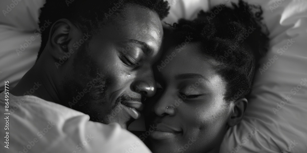 A couple lying in bed together, cozy and intimate scene A couple lying in bed together, cozy and intimate scene