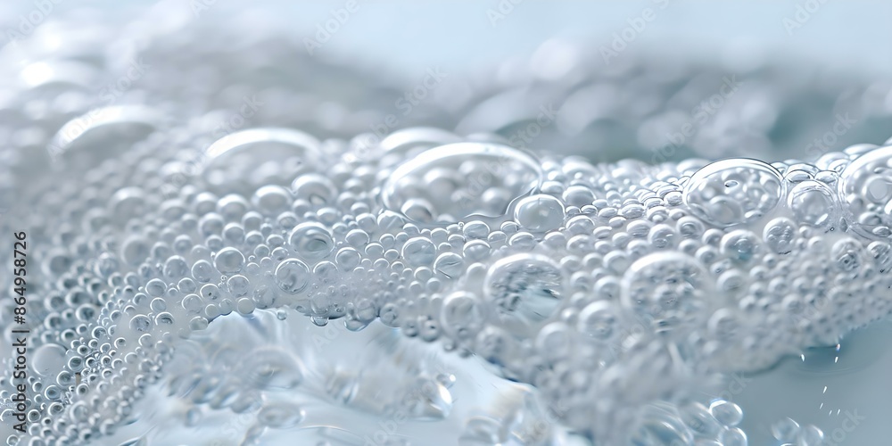 Close-up Image of Soap Foam Bubbles in Water Perfect for Beauty Advertisements. Concept Beauty Product Photography, Soap Bubble Close-up, Water Photography, Advertising Images, Creative Product Shots