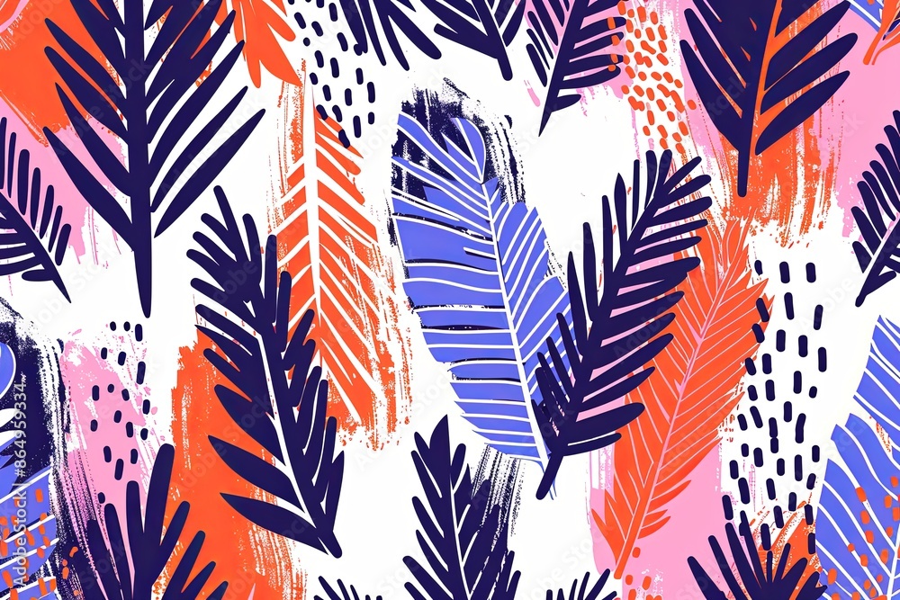 tropical leaves hand drawn doodle style on white background tropical leaves hand drawn doodle style on white background