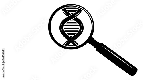 genetic analysis,dna in magnifying glass, black isolated silhouette 
