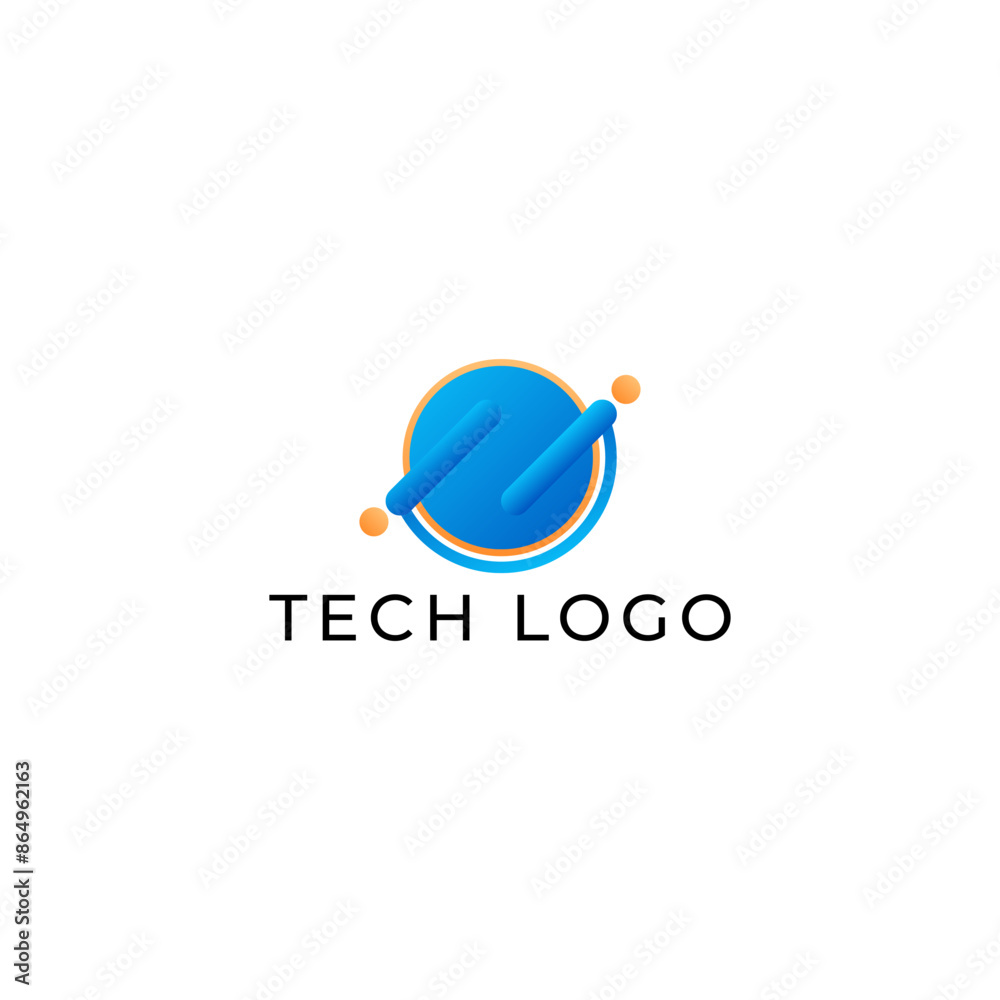 Fototapeta premium ILLUSTRATION CIRCLE GRADIENT BLUE ORANGE COLOR TECH LOGO ICON TEMPLATE SIMPLE DESIGN ELEMENT VECTOR