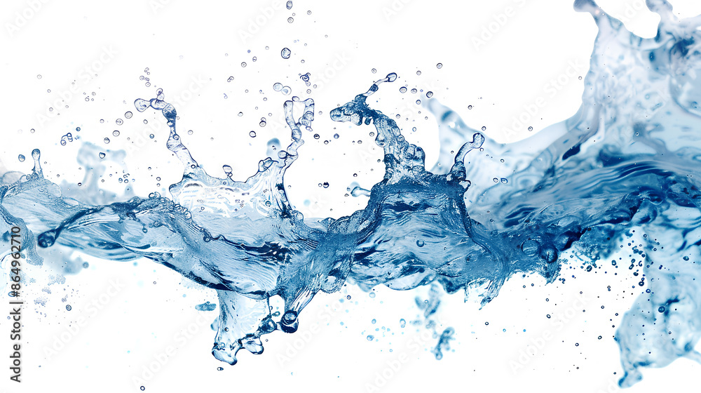 Blue water swirl splash with little bubbles isolated on clear white background, liquid flowing in form of wave Blue water swirl splash with little bubbles isolated on clear white background, liquid flowing in form of wave