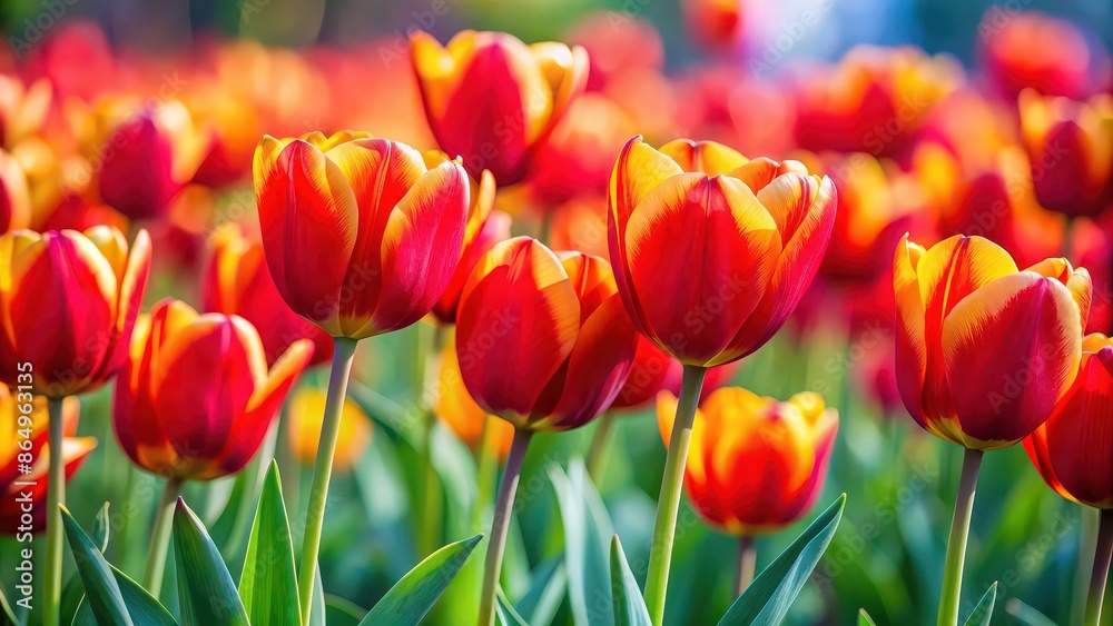 Vibrant red and yellow tulips in full bloom, spring, flowers, garden, petals, colorful, nature, vibrant, flora, botanical Vibrant red and yellow tulips in full bloom, spring, flowers, garden, petals, colorful, nature, vibrant, flora, botanical