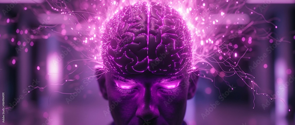 3d illustration. Digital life. Abstract. Data. Head with brain. 3d illustration. Digital life. Abstract. Data. Head with brain.