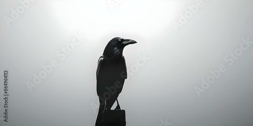 Silhouette of a Black Crow Ideal for Wildlife-Inspired Designs or Tattoos. Concept Bird Silhouettes, Wildlife Art, Tattoo Inspiration photo