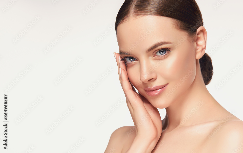 Beautiful young woman with clean fresh skin on face . Girl facial treatment . Cosmetology , beauty and spa .
Beautiful young woman with clean fresh skin on face . Girl facial treatment . Cosmetology , beauty and spa .
