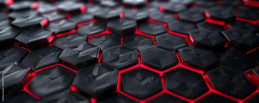 Black and red Carbon Fiber Hexagons Background Generative Ai Black and red Carbon Fiber Hexagons Background Generative Ai