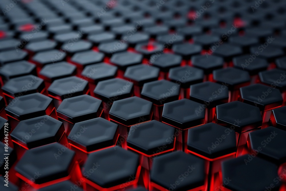 Fototapeta premium Black and red Carbon Fiber Hexagons Background Generative Ai 