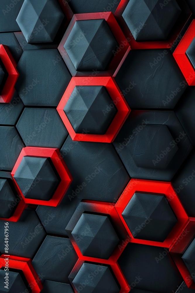 Black and red Carbon Fiber Hexagons Background Generative Ai Black and red Carbon Fiber Hexagons Background Generative Ai