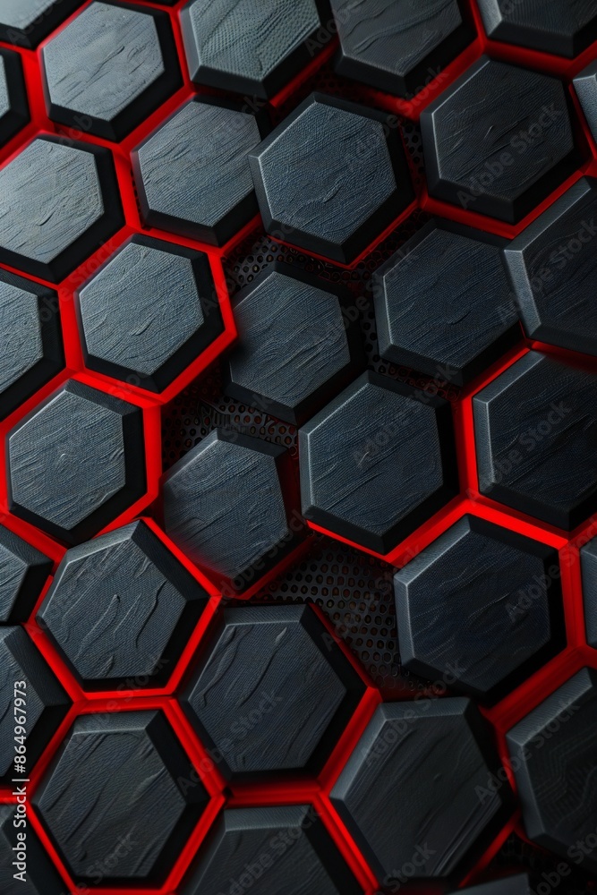 Black and red Carbon Fiber Hexagons Background Generative Ai Black and red Carbon Fiber Hexagons Background Generative Ai