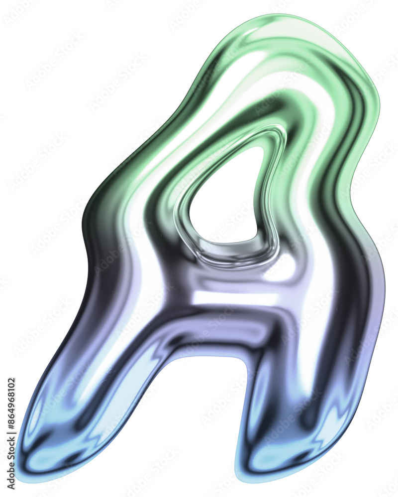 Letter A png holographic fluid chrome font, transparent background Letter A png holographic fluid chrome font, transparent background