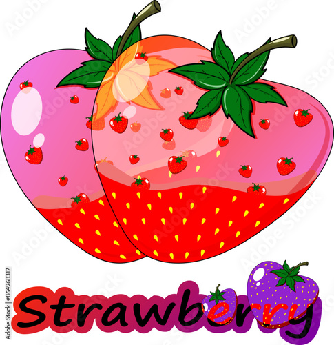 Illustration of strawberry fruit concoction