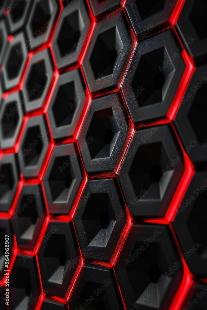 Black and red Carbon Fiber Hexagons Background Generative Ai Black and red Carbon Fiber Hexagons Background Generative Ai