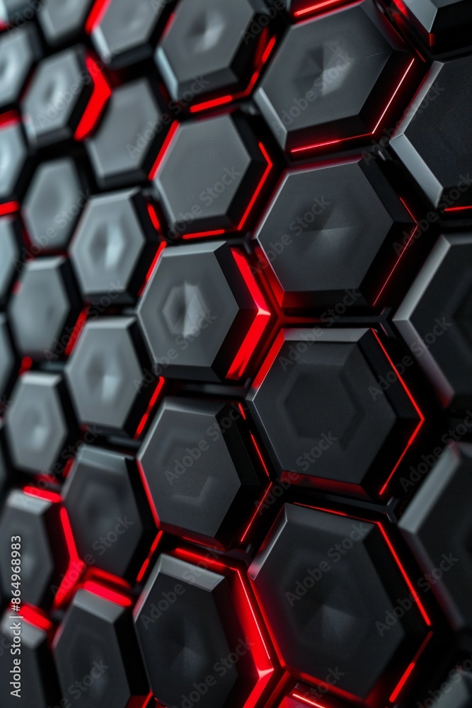 Black and red Carbon Fiber Hexagons Background Generative Ai Black and red Carbon Fiber Hexagons Background Generative Ai