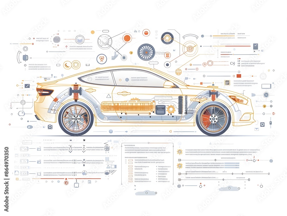 Obraz premium Minimalist Infographic of Automotive Component Manufacturer s Structural Design