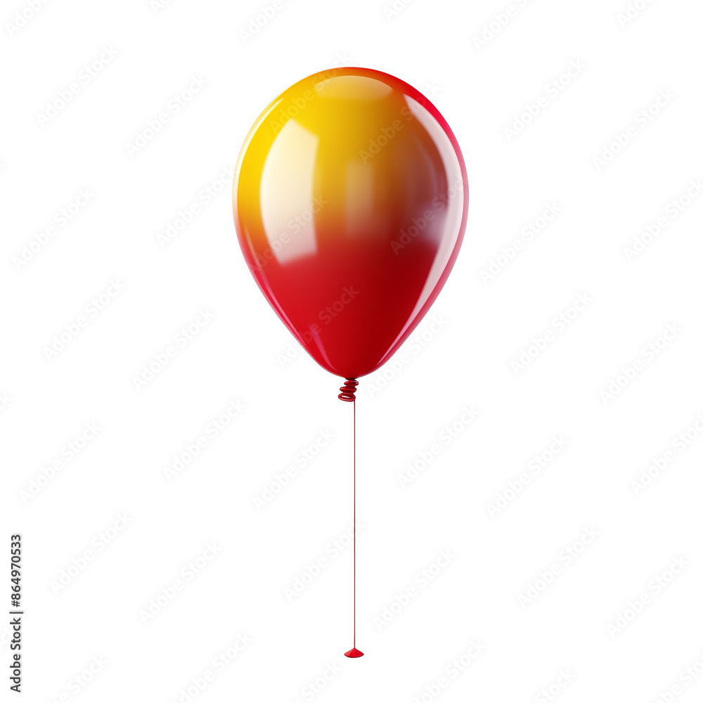 Vibrant single red and yellow balloon isolated on a white background, perfect for party and celebration themes. Vibrant single red and yellow balloon isolated on a white background, perfect for party and celebration themes.