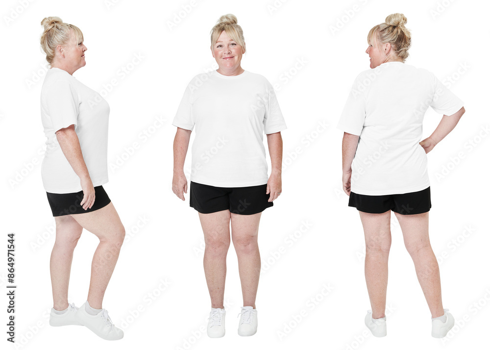 Women's plus size fashion white tee apparel png mockup Women's plus size fashion white tee apparel png mockup