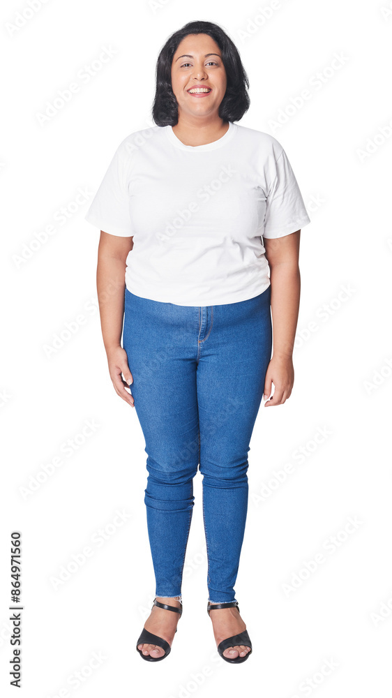 Obraz premium Plus size white t-shirt and jeans apparel png mockup women's fashion