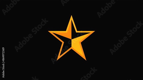 A yellow star with a black center on a black background.