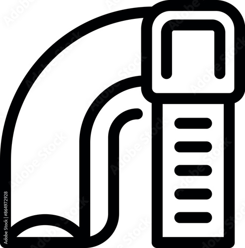 Simple icon of a curved waterpark slide, perfect for representing summer fun and water attractions