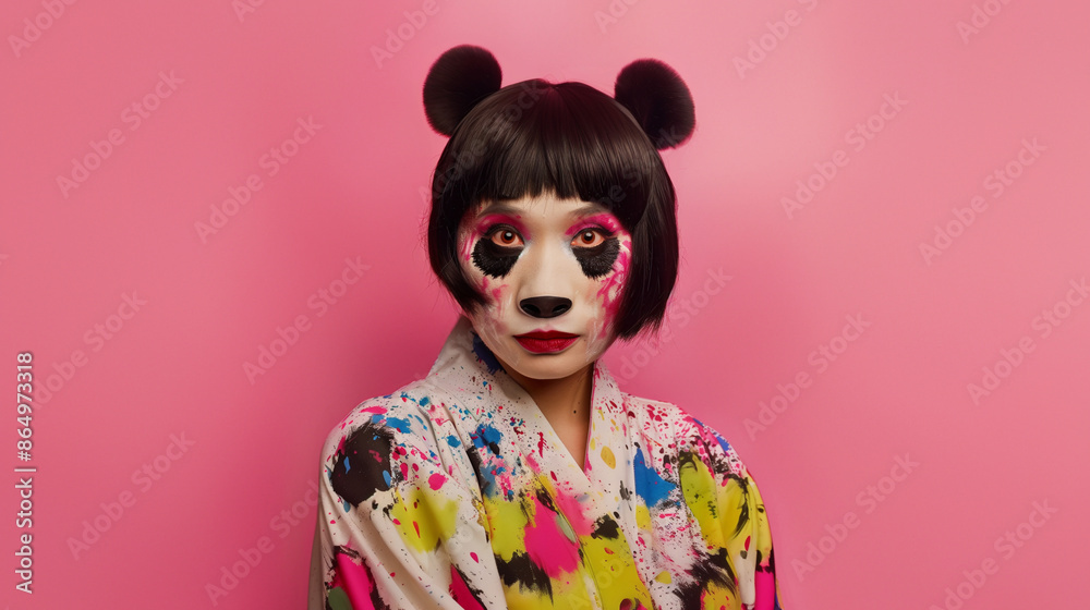 Woman with panda make up Woman with panda make up