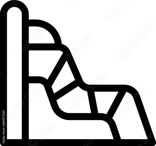 Simple line icon representing a playground slide, symbolizing outdoor play and amusement park attractions
