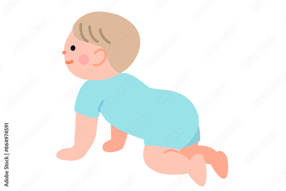 半袖ロンパースの赤ちゃんのイラスト 半袖ロンパースの赤ちゃんのイラスト