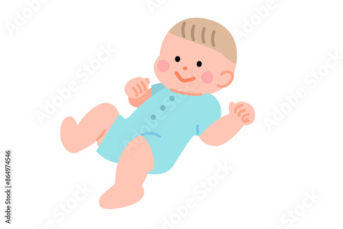 半袖ロンパースの赤ちゃんのイラスト