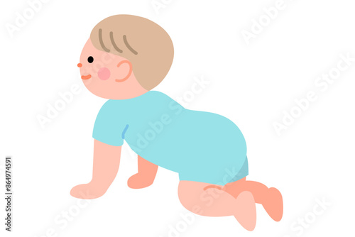 半袖ロンパースの赤ちゃんのイラスト