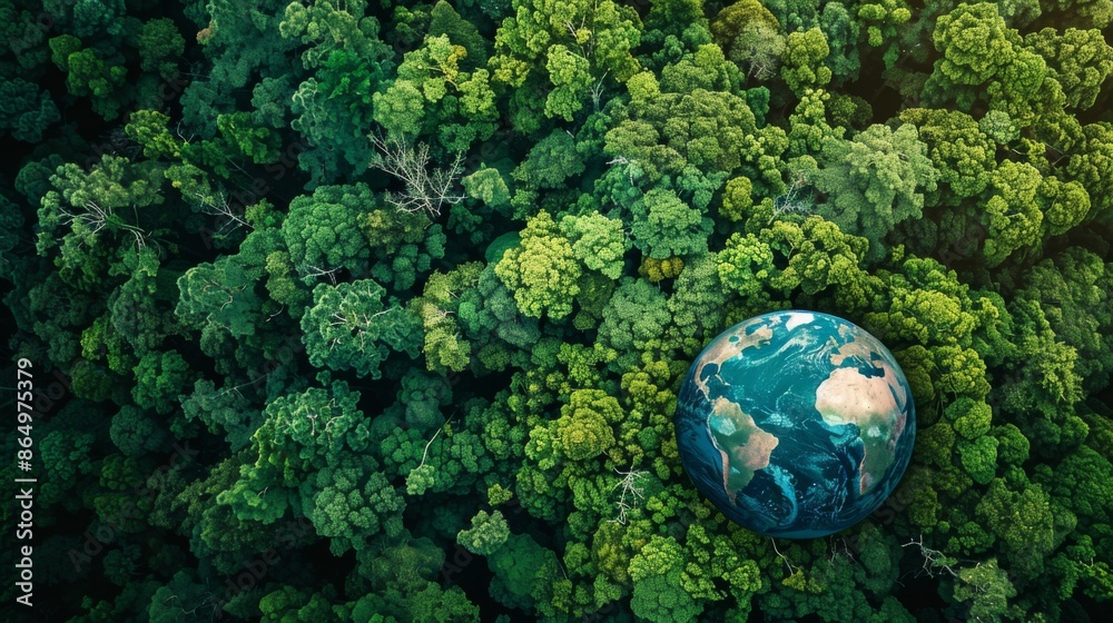 The Earth lies among green trees The Earth lies among green trees