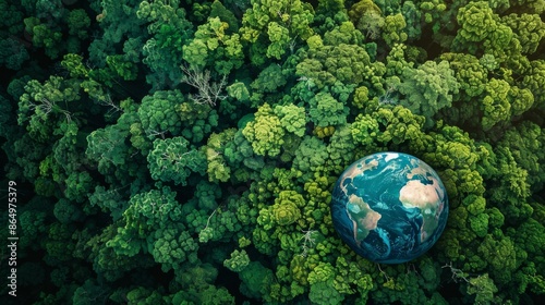 The Earth lies among green trees © Vladimir