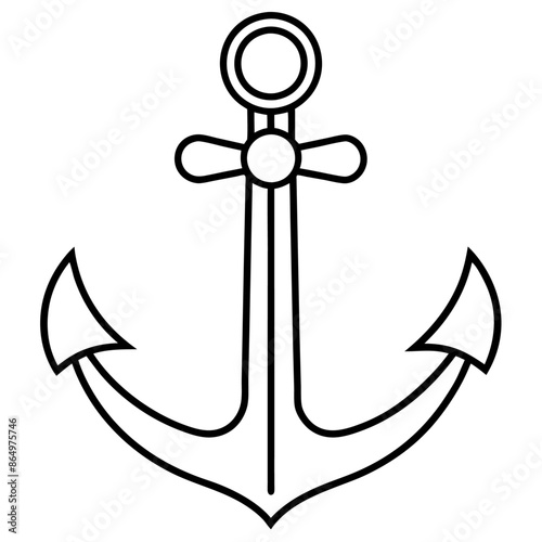 anchor outline coloring book page line art illustration digital drawing