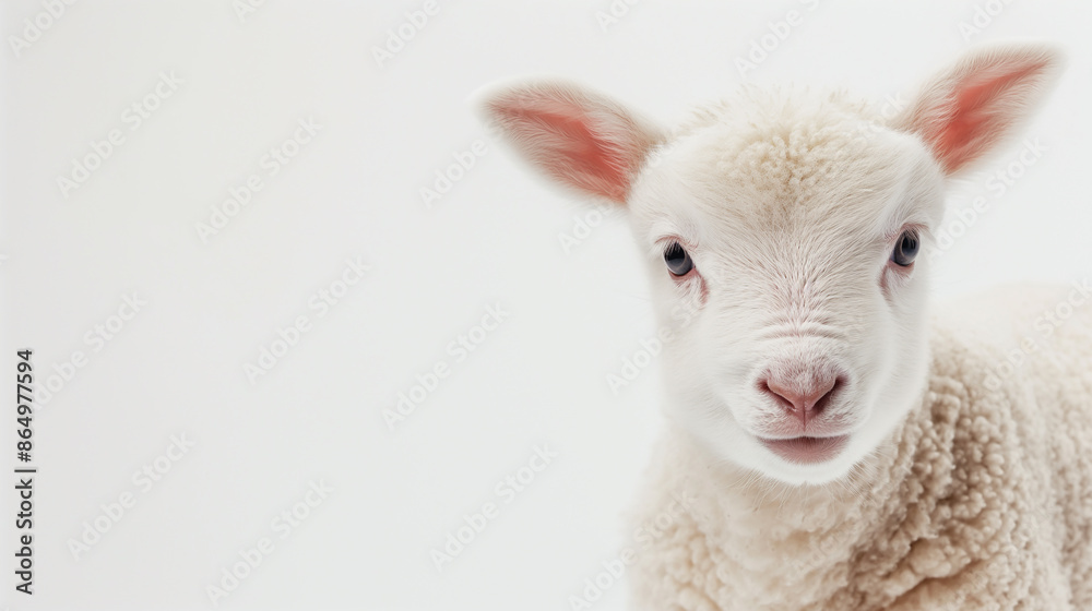 cute white lamb isolated on a white background, Animal photography cute white lamb isolated on a white background, Animal photography