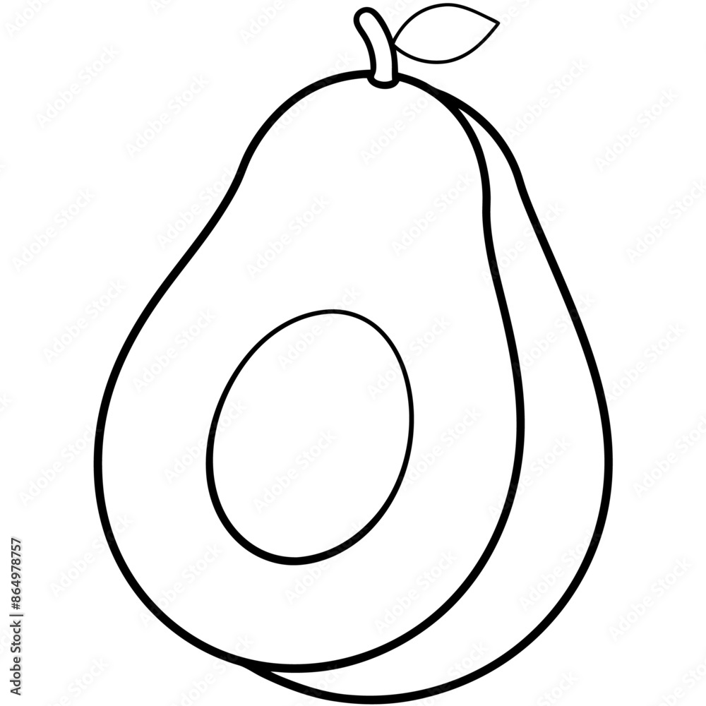 avocado outline coloring book page line art illustration digital drawing avocado outline coloring book page line art illustration digital drawing